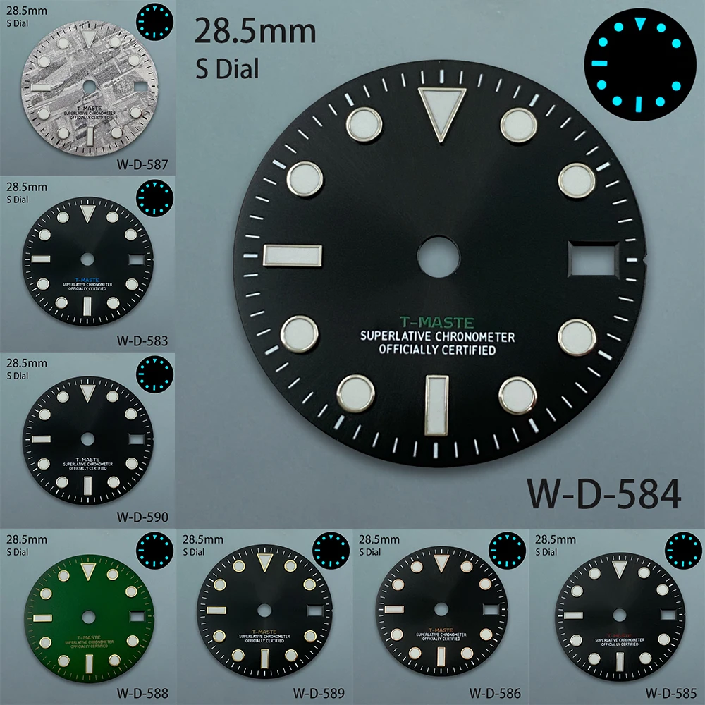 

28.5mm S Logo Dial GMT Dial Fit NH34 Japan Movement Ice Blue Luminous Watch Modification Accessories