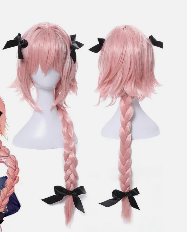 Fate Apocrypha Astolfo Long Braided Ponytail Bowknot Party Wigs Cosplay Wig