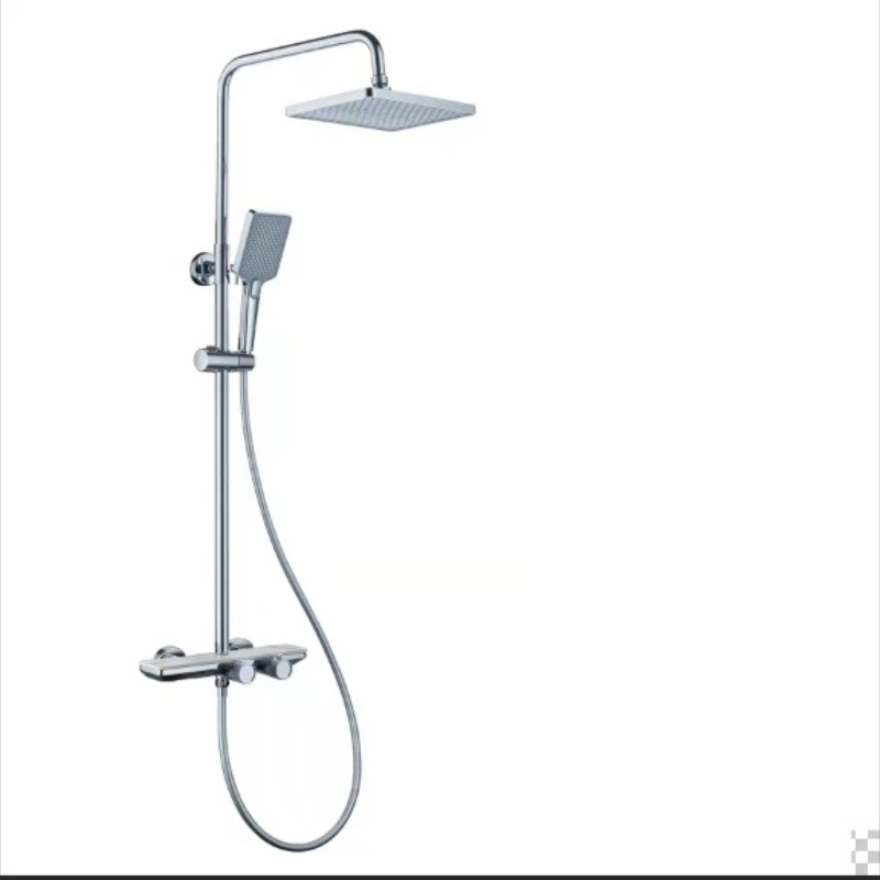 

Copper main body thermostatic shower shower set, rock slab large storage intelligent thermostatic faucet square
