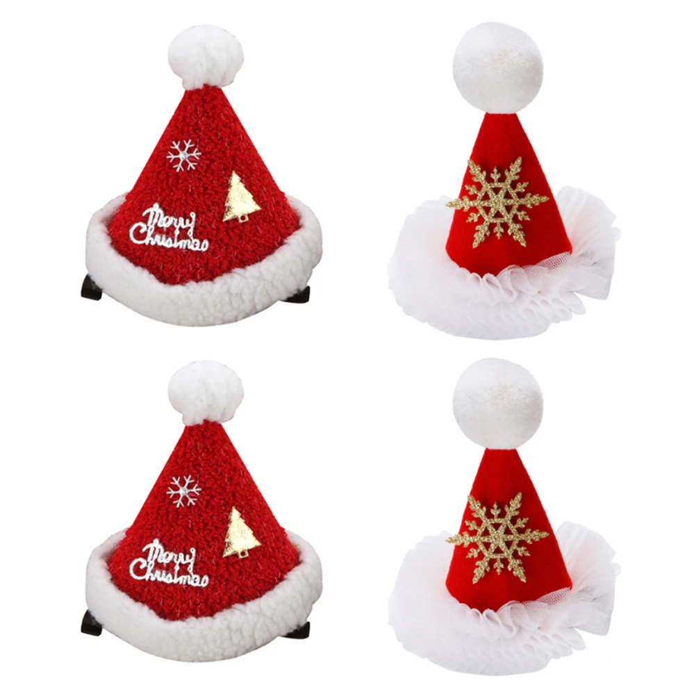 

4 Pcs Hair Decorations Xmas Cartoon Clip Christmas Hairpins Barrettes Headdress for Accessories