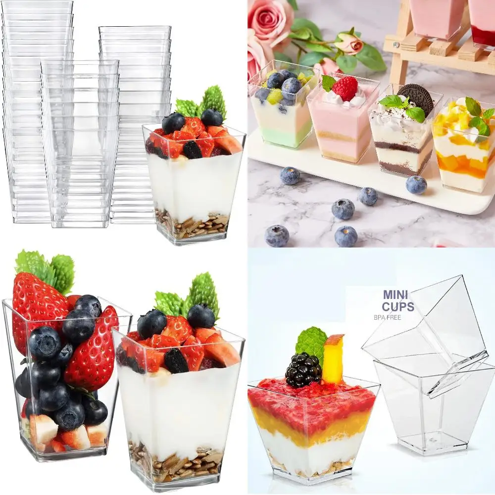 New 50Pcs Durable Disposable Ladder-Shaped Gradient Plastic Mousse Cup - Indulge in Effortless Perfect Jelly Yogurt Treats - Ide