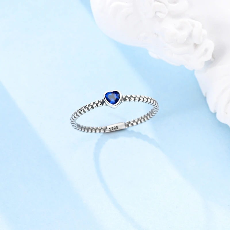 

Original S925 Gold Plated Silver Heart Clover Zircon Beaded Stackable Ring 6-9 Size Women Valentine Daily Jewelry Gift
