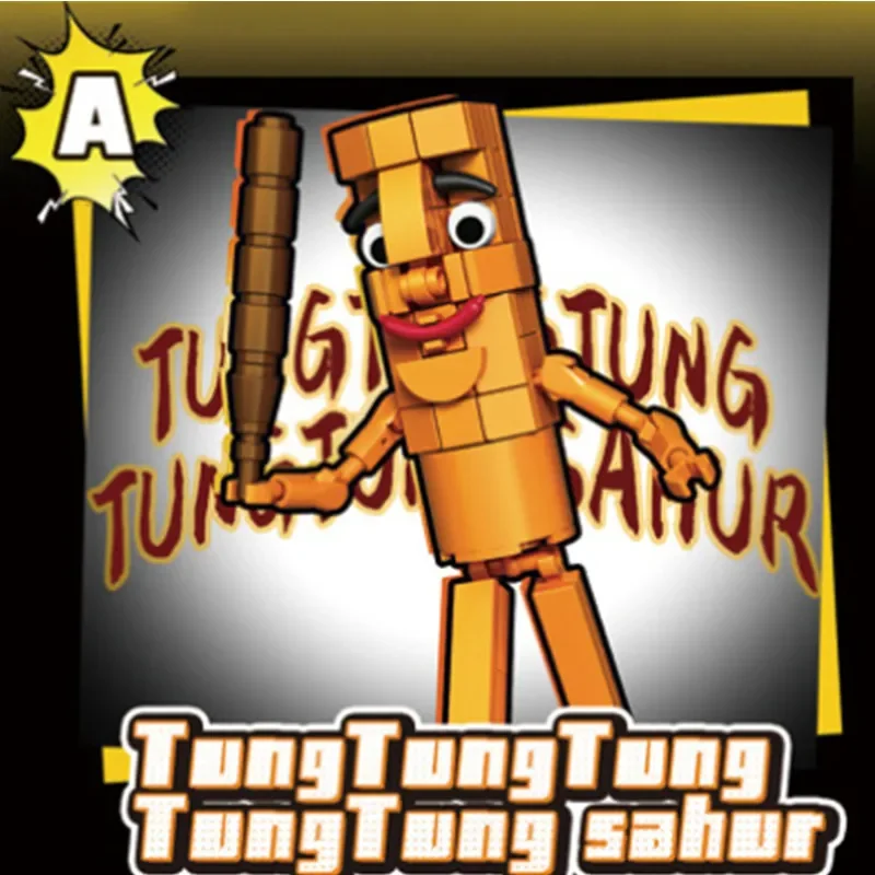 MOC Italienische Brainrot Ziegel Tung Tung Sahur Figuren Tralalero Tralala DIY Bausteine für Jungen Geburtstag Ziegel Spielzeug Geschenke