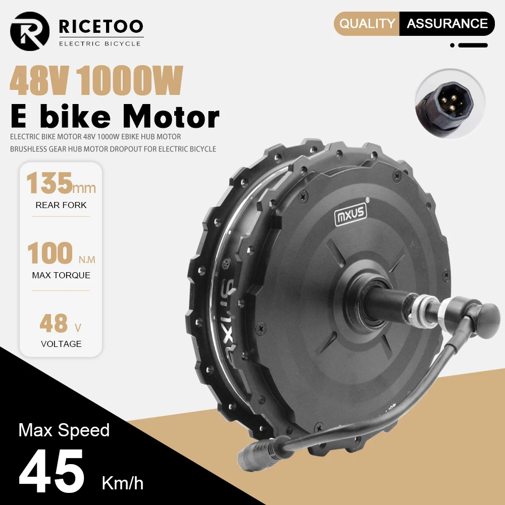 

MXUS 48V1000W Brushless Gear Hub Motor High Speed 40-45km/h Rear Rotate Motor Wheel Hub Motor For 20-29"700C e Bike