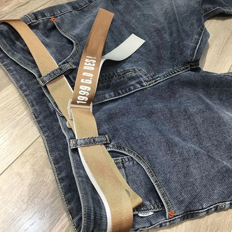 جينز أزرق رمادي عالي الجودة للرجال بنطال مرن كوري عالي الجودة ماركة كورية ضيقة للرجال ملابس مصممة لصديقها #3