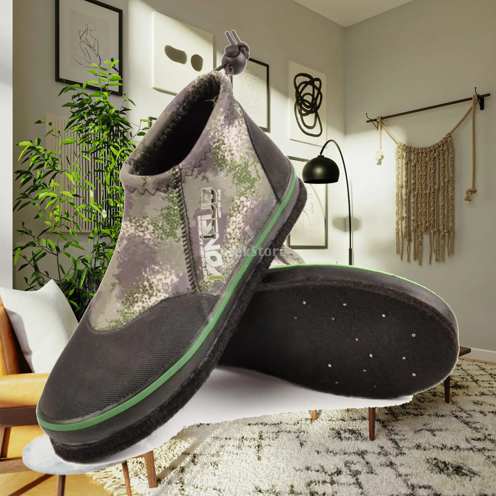 Felt Outsole Fishing Shoes for Men Women Slip on Neoprene Wading Boots Rock Fishing Footwear for Wet Slippery Rocky Ground