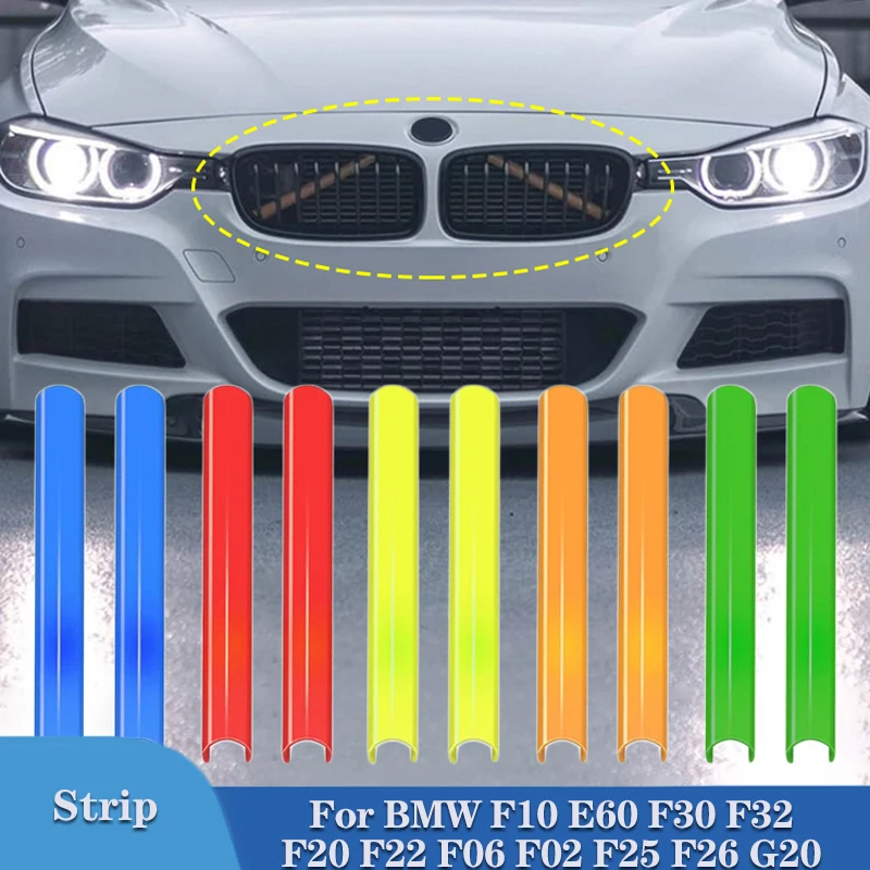 2 Stuks Grille Trim Strips Cover Frame Stickers Voor Bmw F10 E60 F30 F32 F20 F22 F06 F02 F25 f26 G20 1 2 3 4 5 6 7 Serie