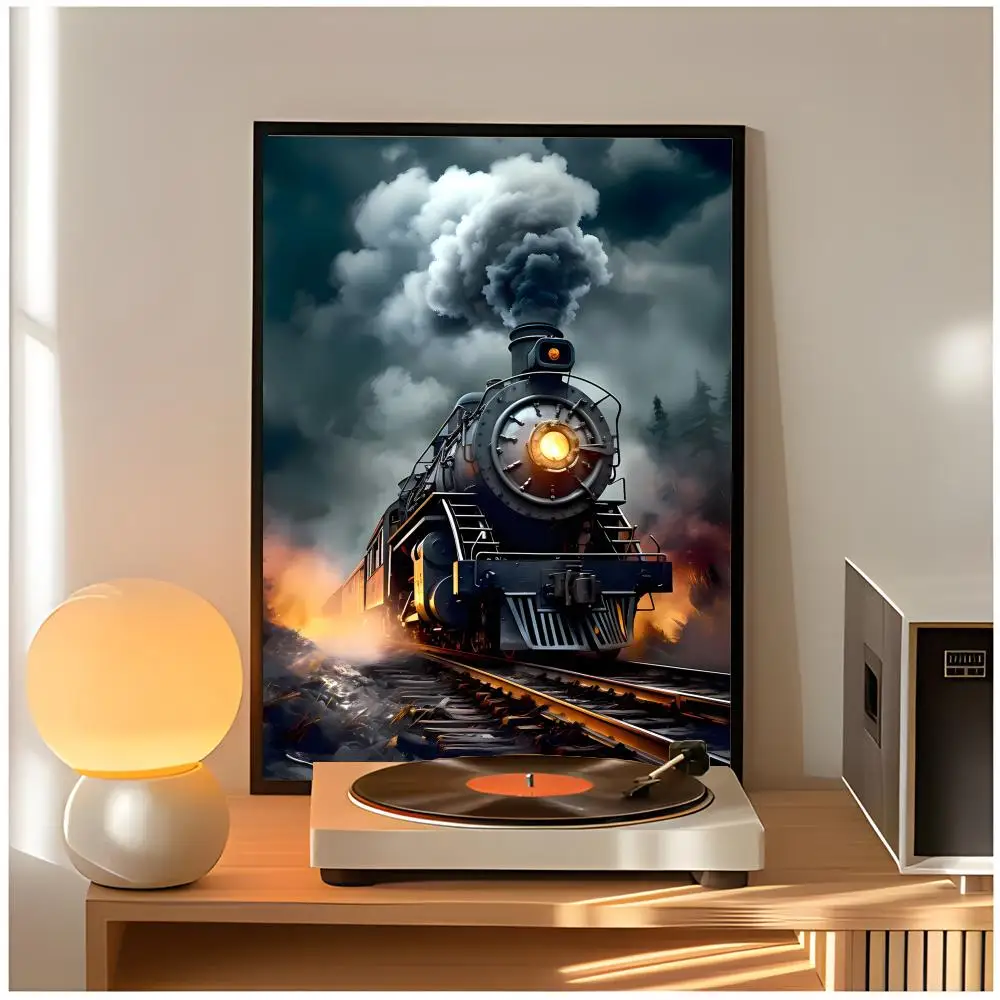 Vintage Railroad Retro Railway Steam Train Poster Premium Wall Decor Modern Home Poster Unframed