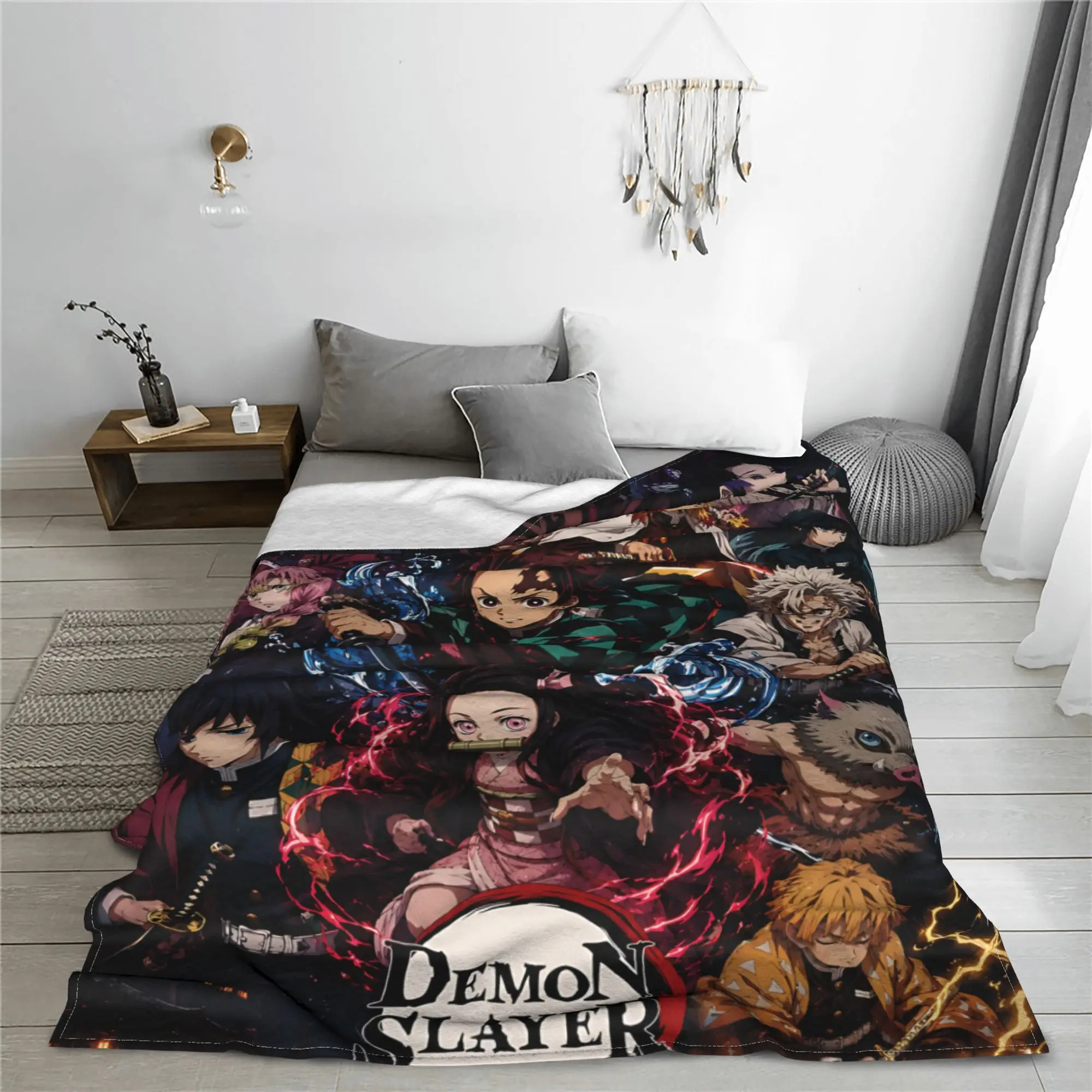 1PC Demon Slayers  Winter Blankets for Adults Bedding Home Interior Sofa Knee