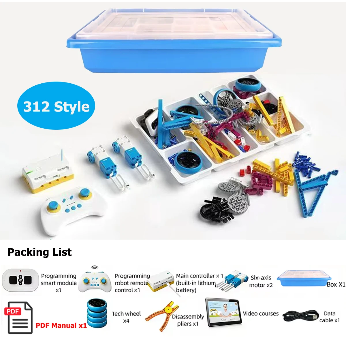 Scratch Programmable Electric Building Blocks, Mechanical Power Robot Kit, STEM Remote Control Toy, Educational Gifts