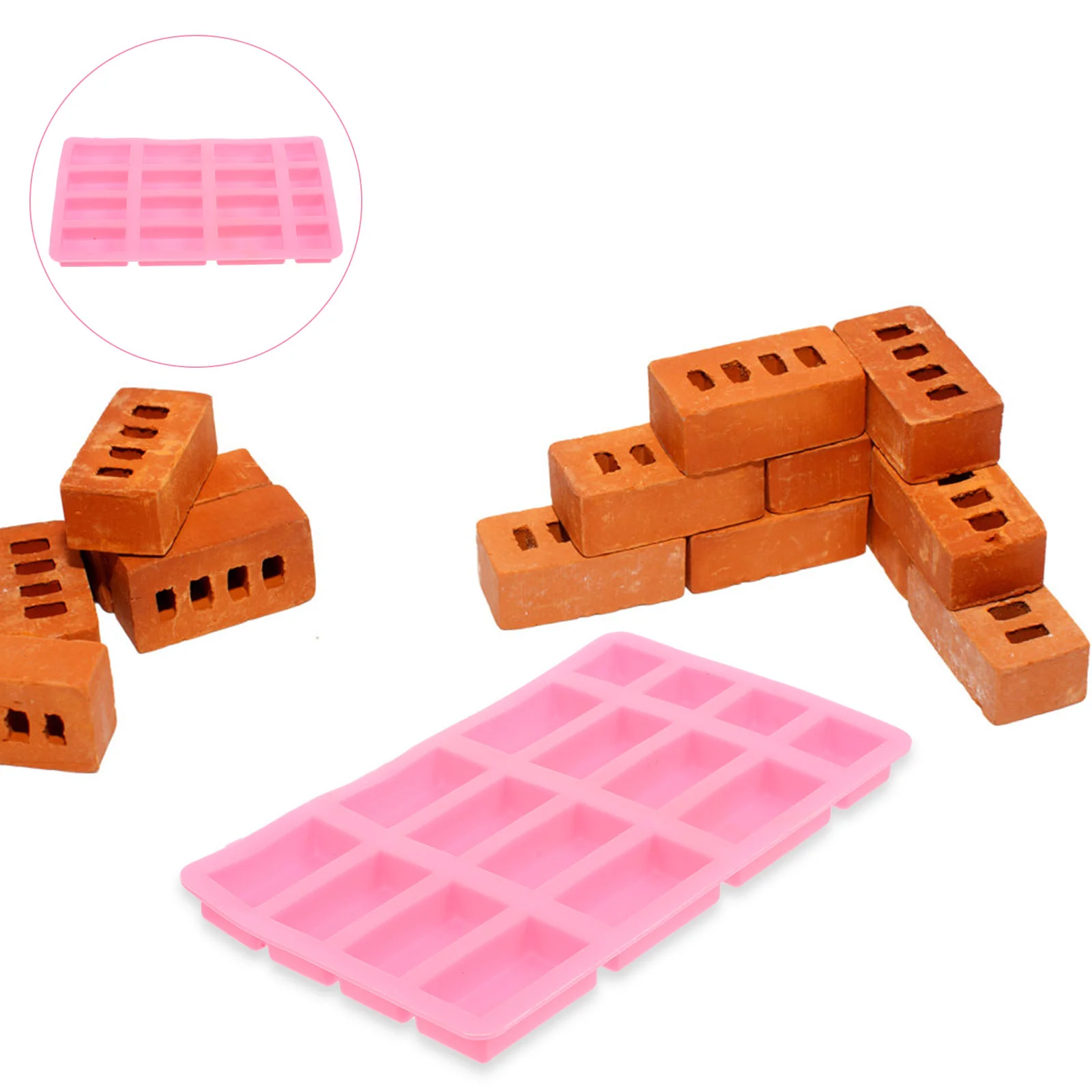 Mini Brick Mold DIY Sand Table Supplies Materials for Miniature Block Scene Accessories Silicone Molds