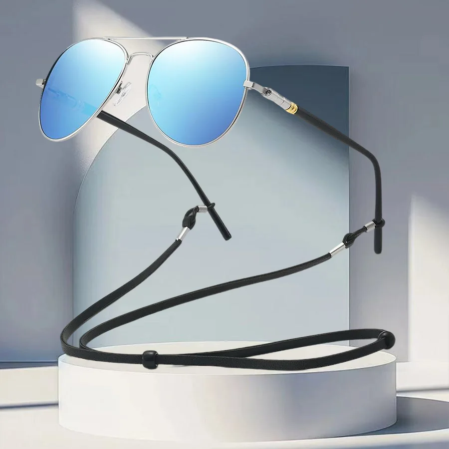 نظارات شمسية عصرية مع سلسلة UV400 للجنسين بإطار معدني كلاسيكي، نظارات واقية لصيد الأسماك والقيادة والمشي لمسافات طويلة والسفر