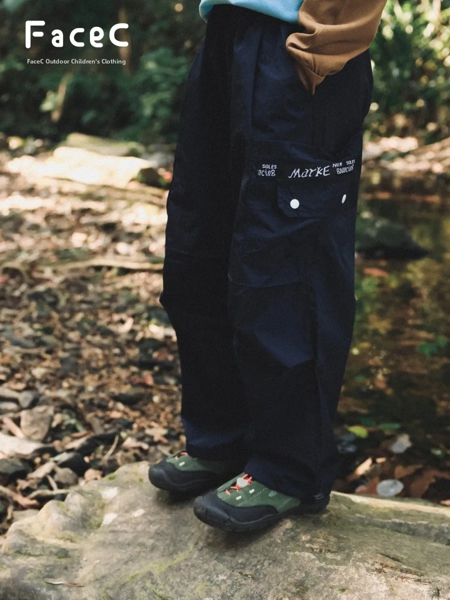 

Facec Mountain Series Boys Workwear Pants Spring New Loose Trousers Outdoor Sports Shorts Elastic Waist Nylon Long Trousers