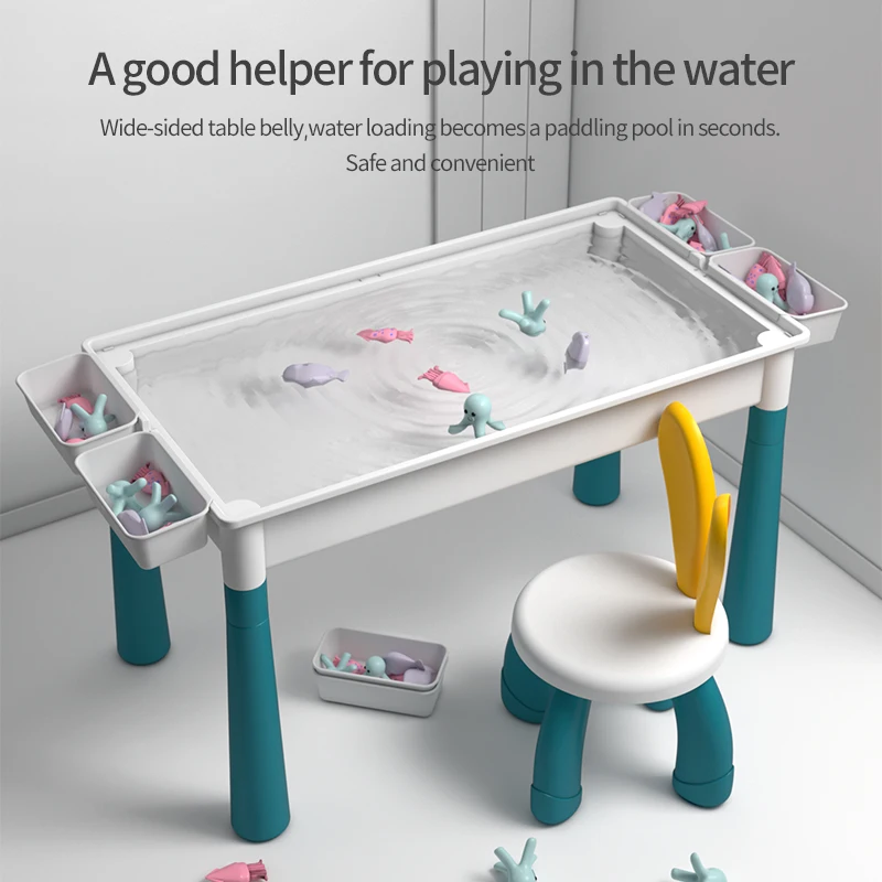 مكعبات بناء للأطفال بعمر 3-6 سنوات، طاولة مكتب متعددة الوظائف، حبيبات كبيرة، صندوق تخزين، ألعاب تعليمية للأطفال