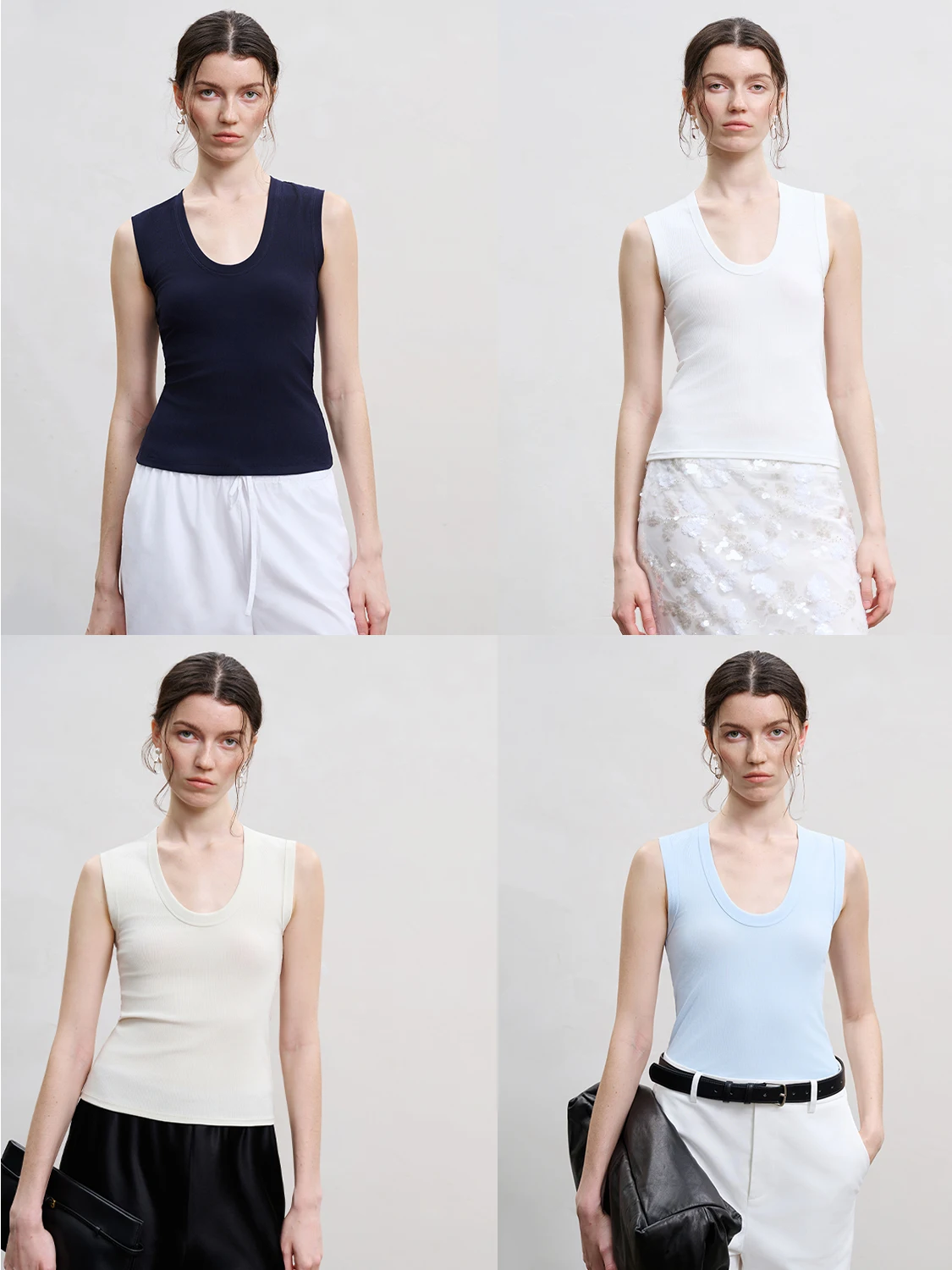 

Ультра-эластичный ультра-легкий спортивный приятный для кожи хлопковый жилет U-Ne для женщин, облегающий базовый слой для поездок на работу, топ