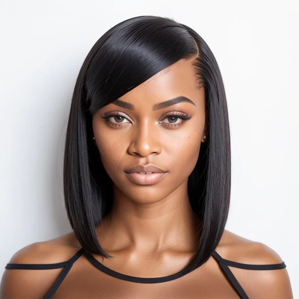 

13x4 Glueless Bone Straight Bob Wig Human Hair Wig Glueless Transparent Lace Frontal Straight Bob Wigs For Women Pre Plucked Wig