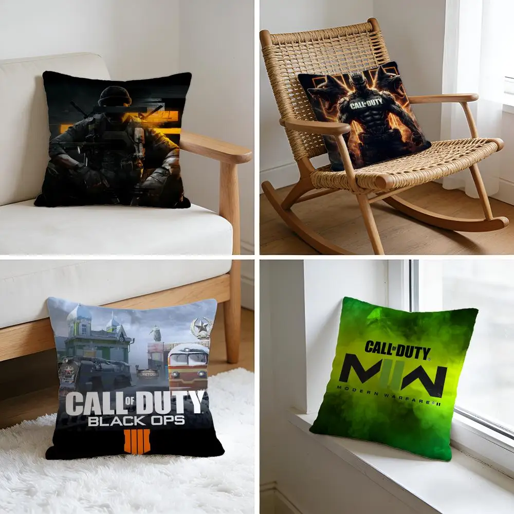 Funda de cojín de lino lavado, funda decorativa suave y transpirable para sofá, funda de almohada para el hogar, juego C-Call of D-Duty Black Ops