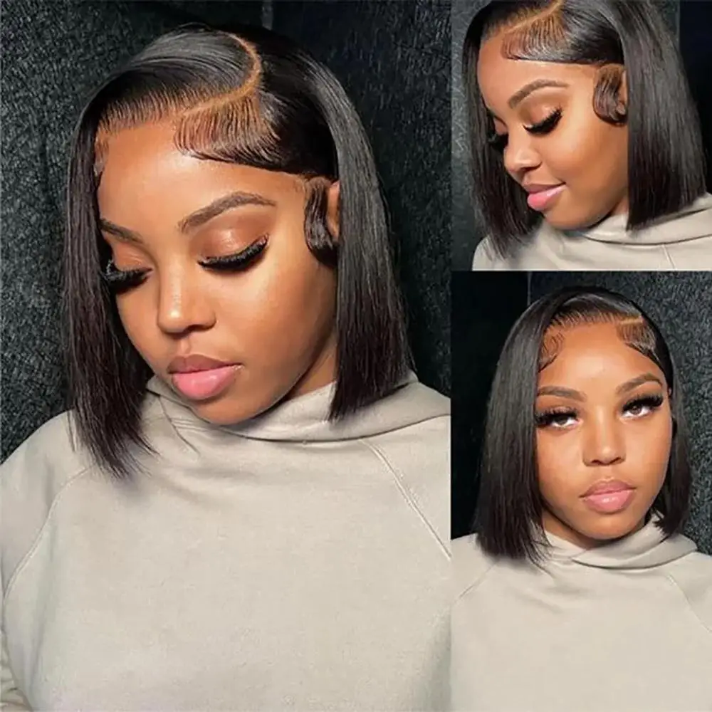 Clearance Sale 13x4 Straight Lace Frontal Bob Wig 8-14 Inches Pre Plucked 100% Real Human Hair Wigs Brazilian Remy Bone Straight image 6