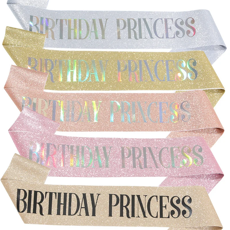 Birthday Party Glitter Cloth Shoulder Strap Ceremonial Belt Birthday Princess Princess Belt Ribbon Fashion Decoration