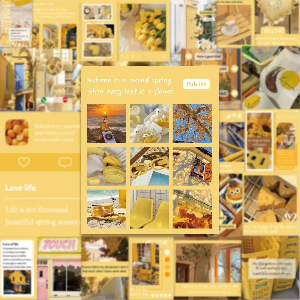 30 Stück warmes gelbes Aufkleberpaket, kleine Glückskunst, personalisierte Geschenkdekoration, Sammelalbum, Handyhülle, Aufkleberpaket für den täglichen Gebrauch