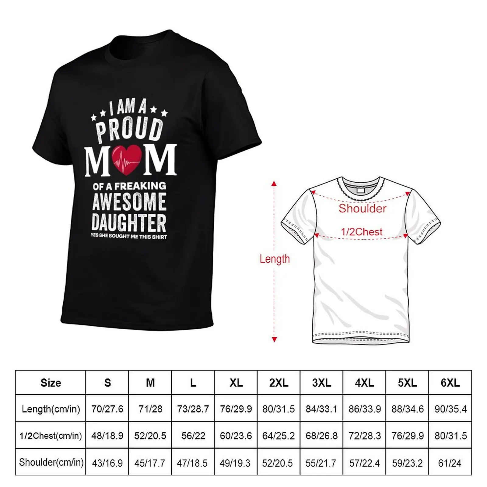 im a proud mom of a freaking awesome daughter T-Shirt Retro Graphic Print T-Shirt