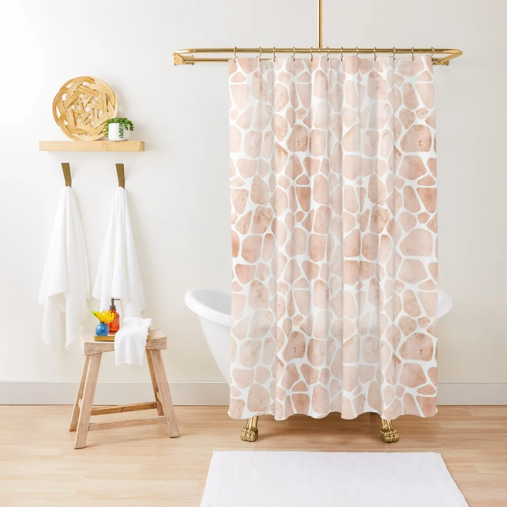 

Peach Blush Giraffe Print Shower Curtain Bathtub For The Bathroom Luxury Bathroom Waterproof Shower And Anti-Mold Curtain