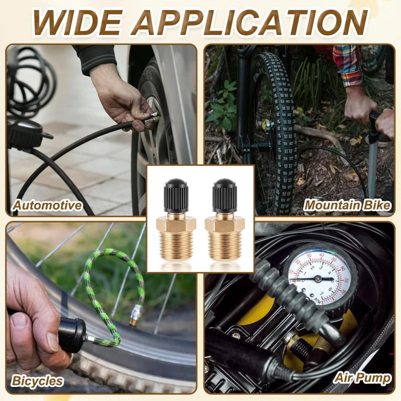 2pcs Schrader, 1/4''  Brass  Male Threads  Core Using with Compressor  with Sealing Caps