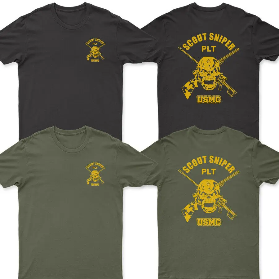 US Marine Scout Sniper platoonT Shirt. High Quality Cotton, Breathable Top, Loose Casual T-shirt Sizes S-3XL