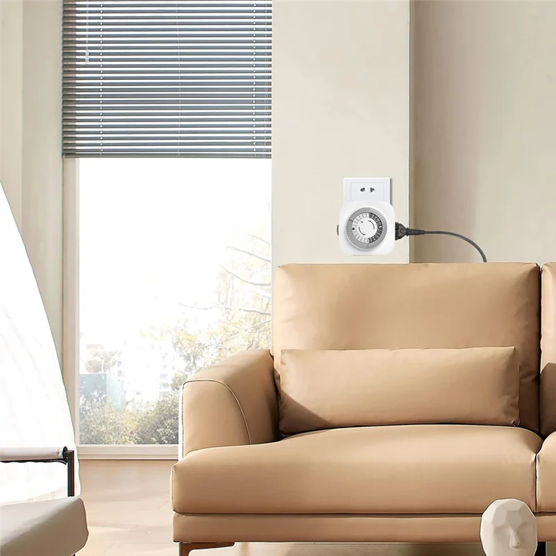 ตัวตั้งเวลาแบบกลไกในอาคาร ABKW ปลั๊กไฟ 3 ช่อง, ทำงาน 24 ชั่วโมง, วงจรเปิด/ปิดรายวัน 30 นาที สำหรับหลอดไฟ, ไฟต้นคริสต์มาส ปลั๊กแบบ US