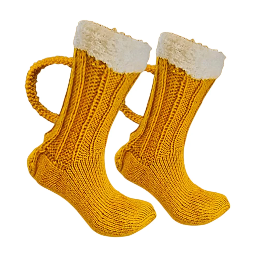 

Women Men Beer Mug Socks | Funny Knitted Beer Socks with Handcrafted Handle | Novelty Gift | Crazy Funny