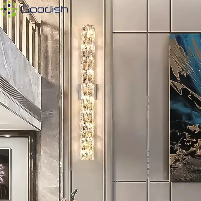 

Luxury Crystal LED Wall Lamps Modern Bedside Lights Home Decoration Background Lighting for Living Room Bedroom Hotel Long Hall