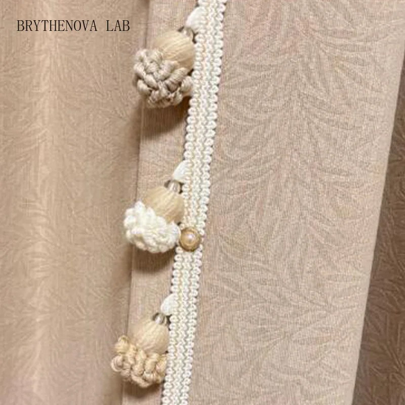 1M European Curtain Lace Trim Balls for Living Room Decoration Tassel Ribbon Pom Pom Fringe Sewing Edging Accessories