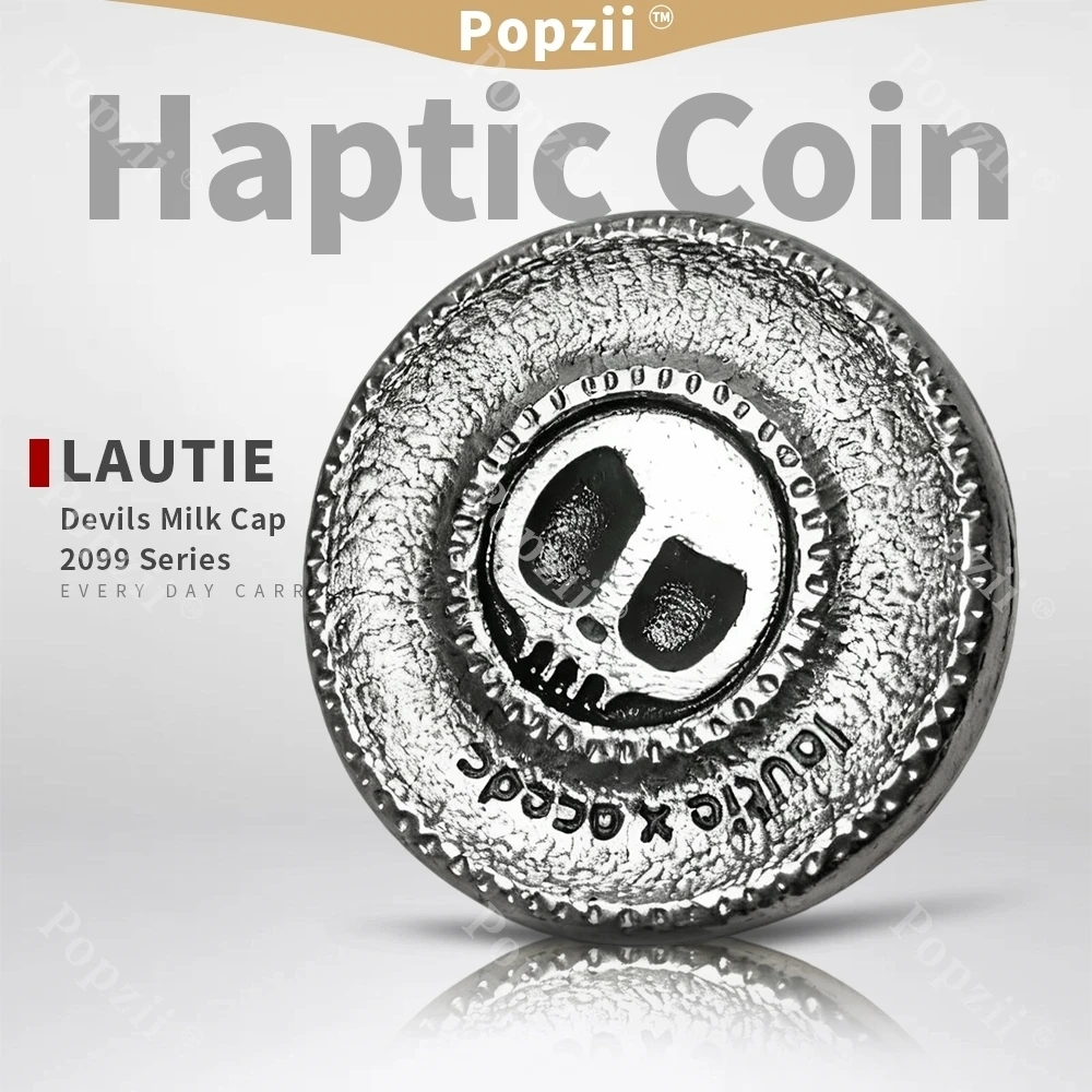 LAUTIE Devils Milk Cap Haptic Coin 2099 Series EDC Antistress Fidgeting Toys Zirconium Hand Carving Adults Stress Relief Toy
