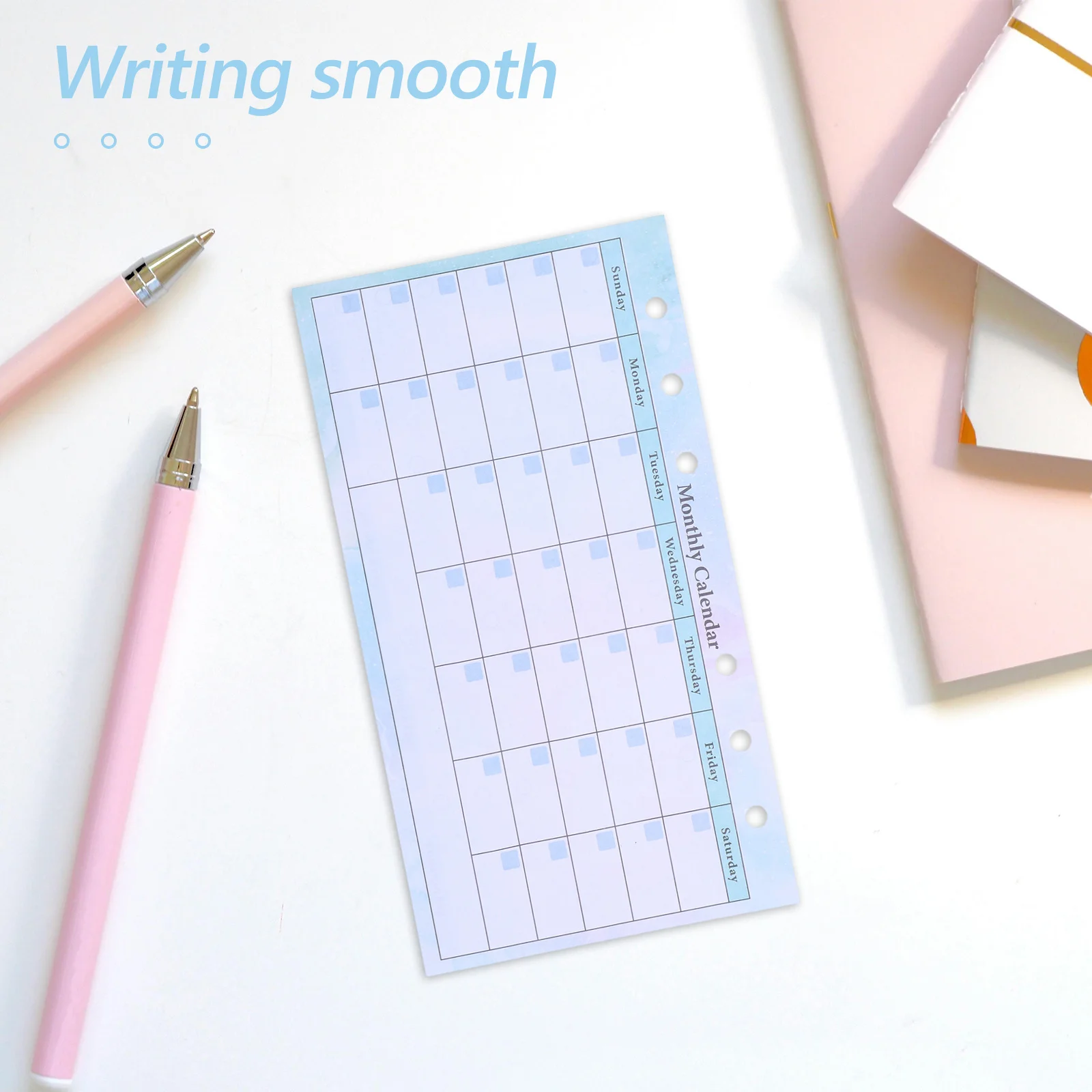 14 ورقة 6 حفرة A6 مخطط شهري إعادة ملء صفحات أوراق فضفاضة غير مؤرخة للعمل الميزانية وجبة مخطط أجندة مكتبية /رزنامة مكتبية شخصية #3