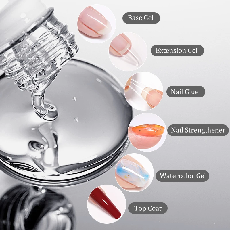 BORN PRETTY 6 IN 1 Extension UV Gel Polish Nagellijm Gel Bulider Aquarel Nageltips 15 ml Base Top Coat Zelfnivellerende Gel