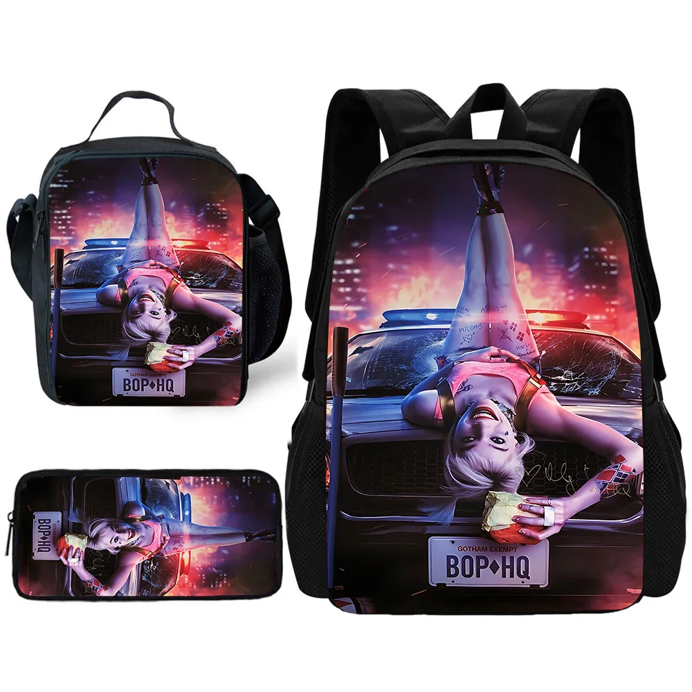 Sexy h-harleys menina quinns criança mochila escolar com sacos de almoço, sacos de lápis, sacos de escola para meninos meninas melhor presente