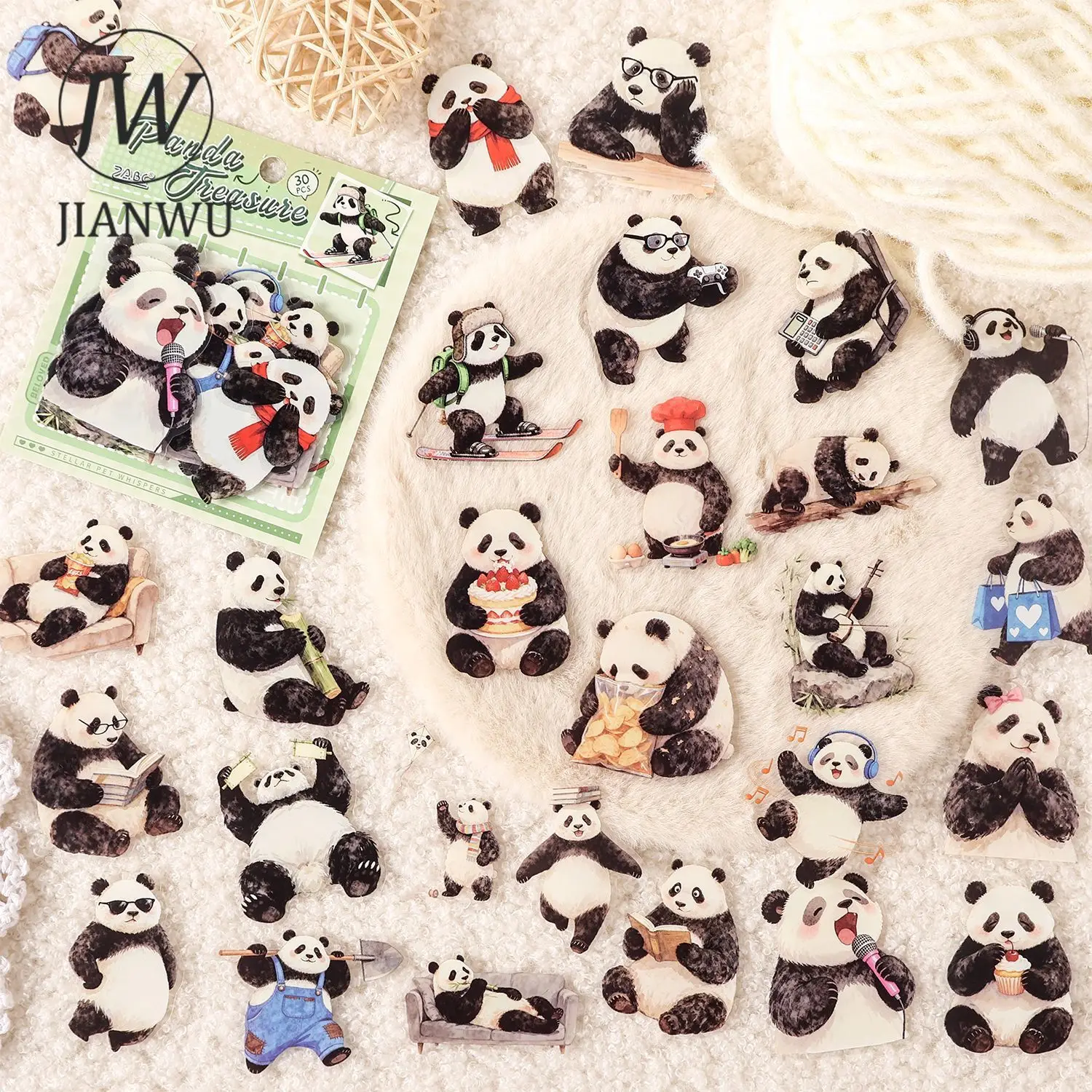 JIANWU Serie Starry Pet Language, Adhesivos PET con Diseños de Animales y Paisajes, Material para Collage, Scrapbooking, Papelería Creativa para Diario