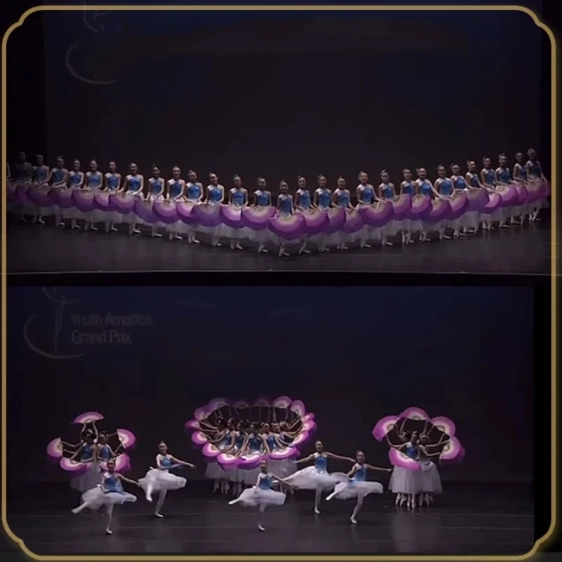 Real Silk or Silk-imitation Double-sided Dance Fan Classical Dance the Big River Two-color Dance Performance of Yangge Dance Fan