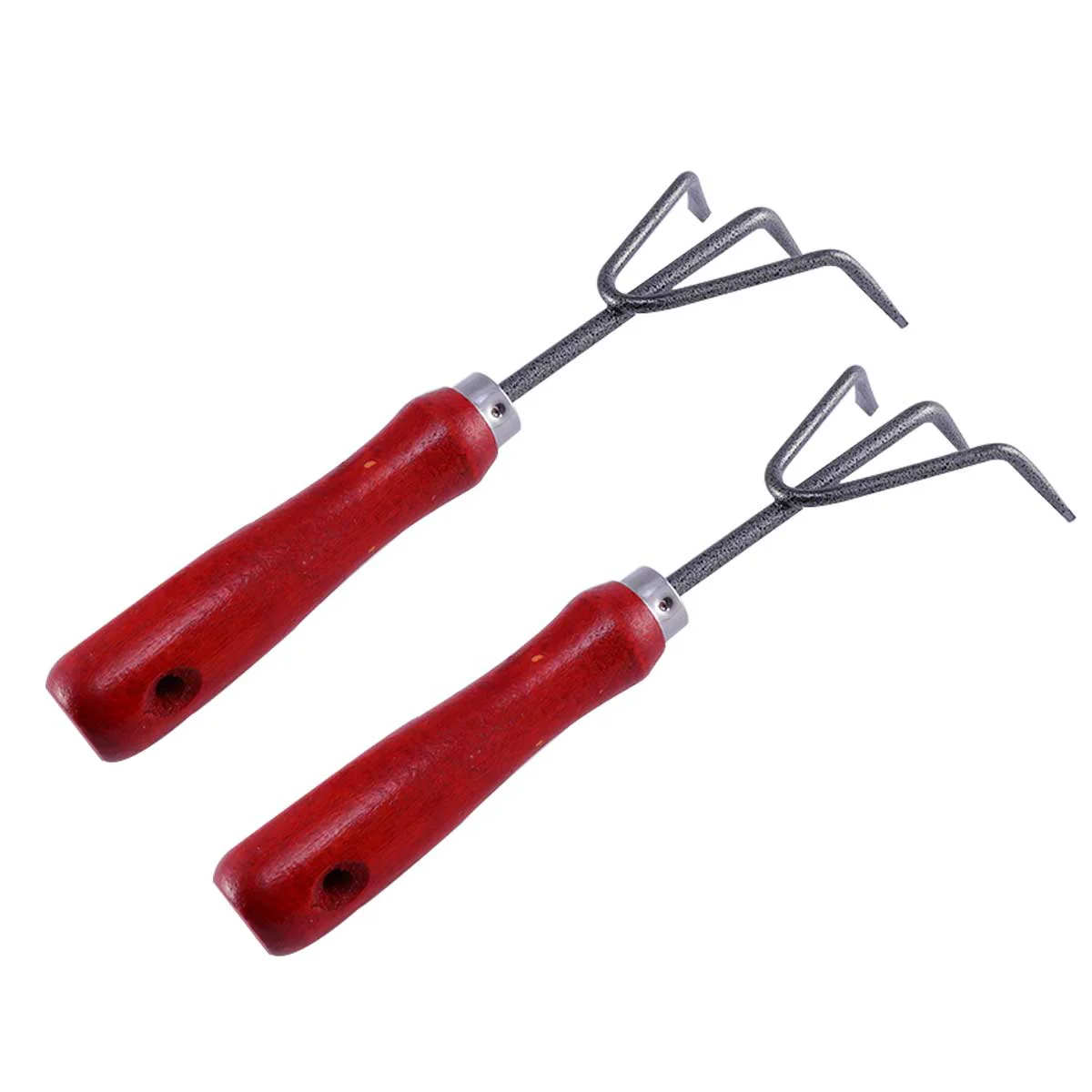 

2 Pcs Metal Garden Rake Iron Weeding Tool Three Tooth Hand Cultivator Mini Gardening Spade For Leaf Debris Removal