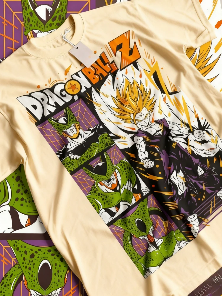 Dragon Ball Anime Son Gohan Super Saiyan 2 Retro Neutraal T-shirt Anime Liefhebber Patroon T-shirt Manga Shirt Puur Katoen Top