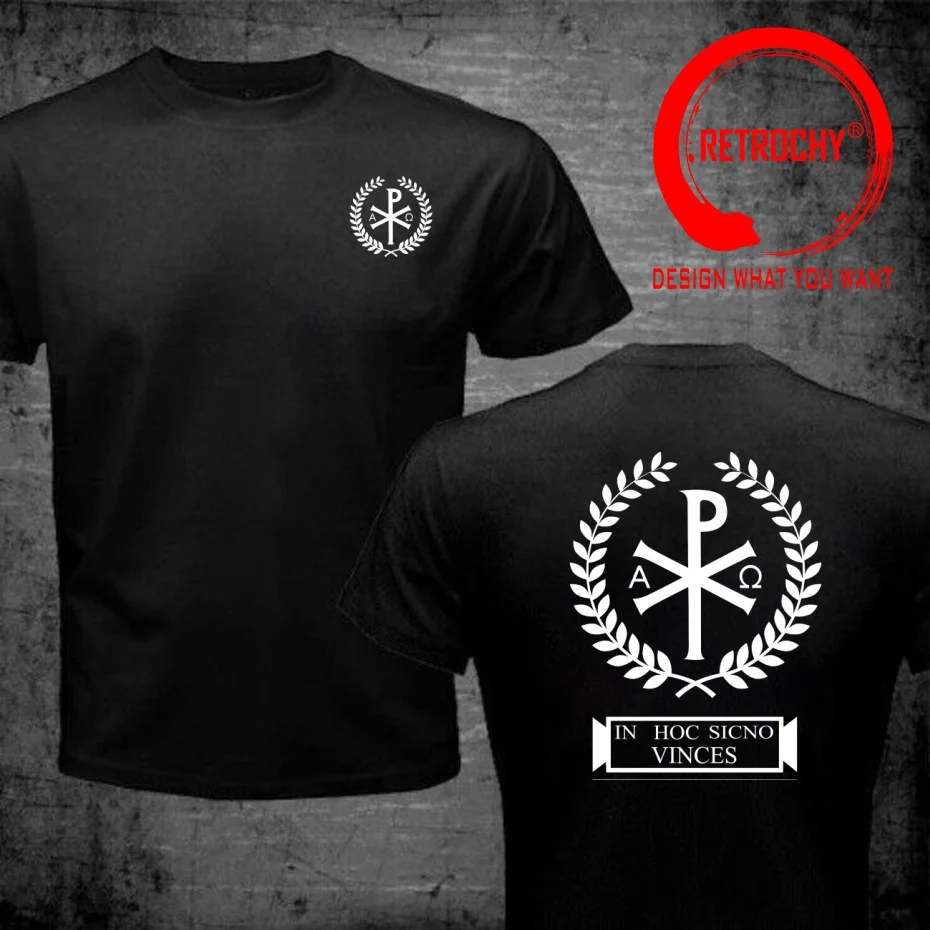 Byzantine Empire Chi Rho Symbol Constantine Cross T Shirt Men Fashion Trendy Casual Clothing Stylish Tops Tee Shirt Leisure