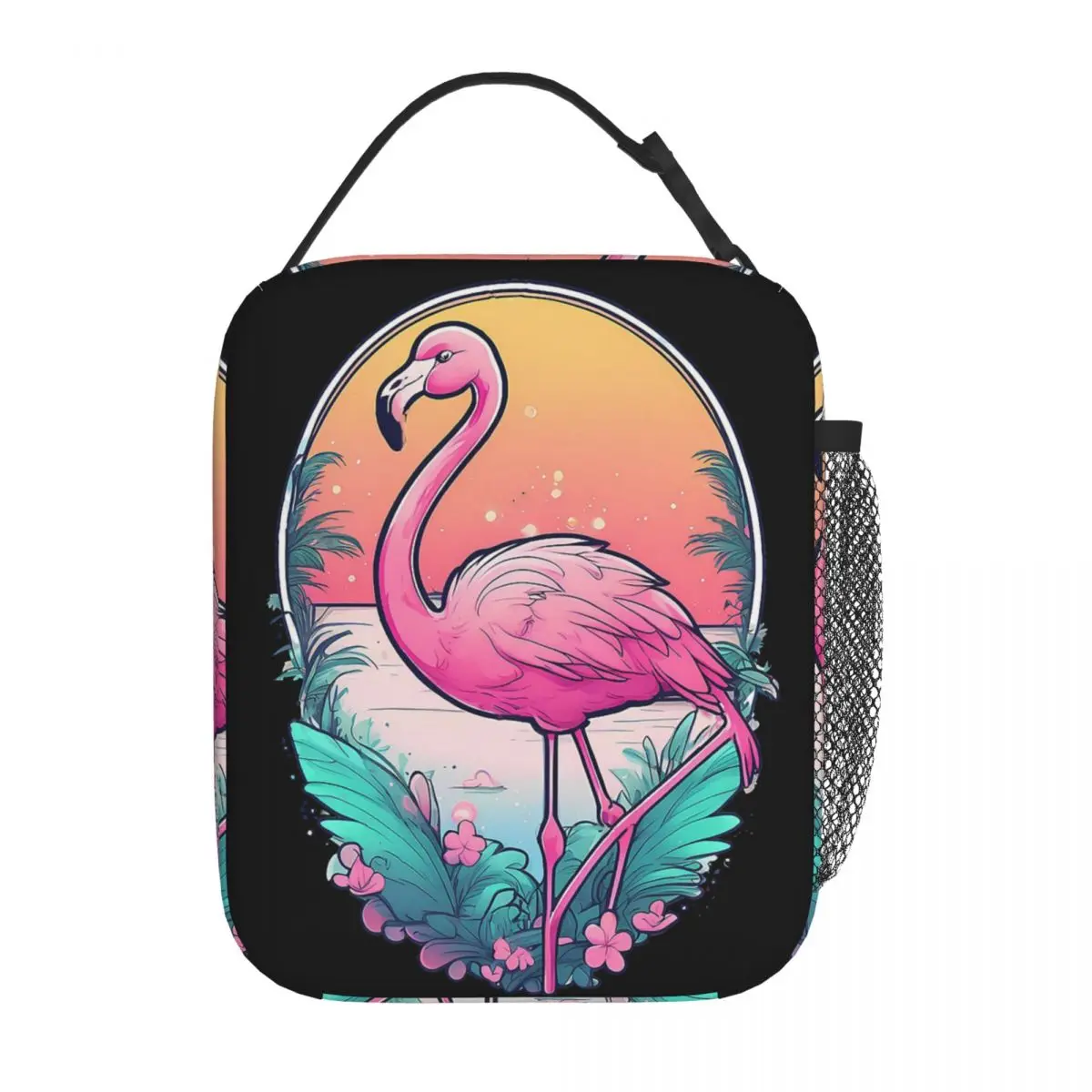 Graceful Flamingo Watercolor Painting Insulated Lunch Bag for Women Children Portable Food Boxes Thermal Lunch Box Tote