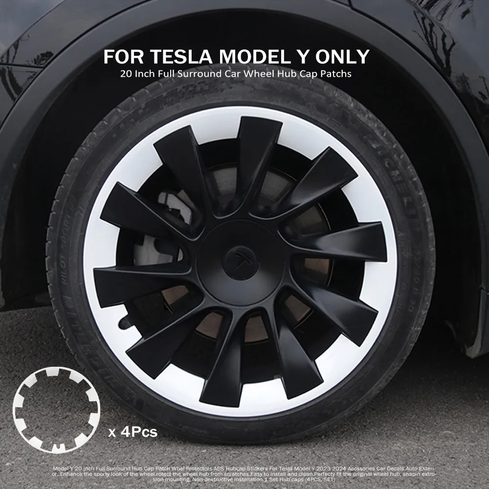 For Tesla Model Y Wheel Protectors ABS Hubcap Cover 2023 2024 4Pcs 20inch Full Rim Car Hub Cap Auto Exterior Accessories