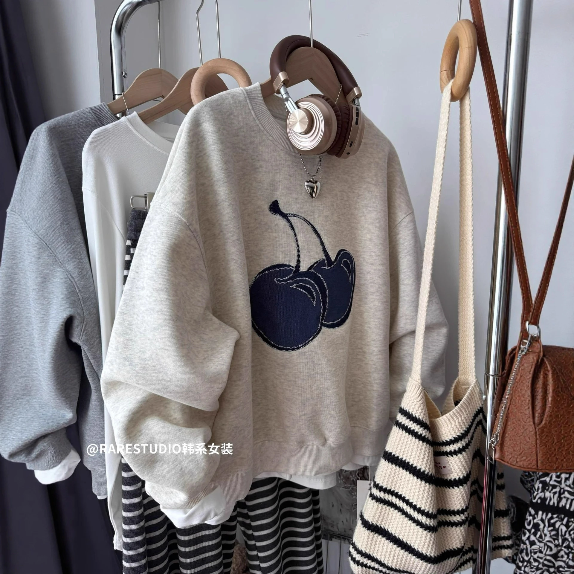 Women Print Crew Neck Sweatshirt 2026 Spring Autumn New Loose Large Size Long Sleeve Top Student Casual Style Pullover