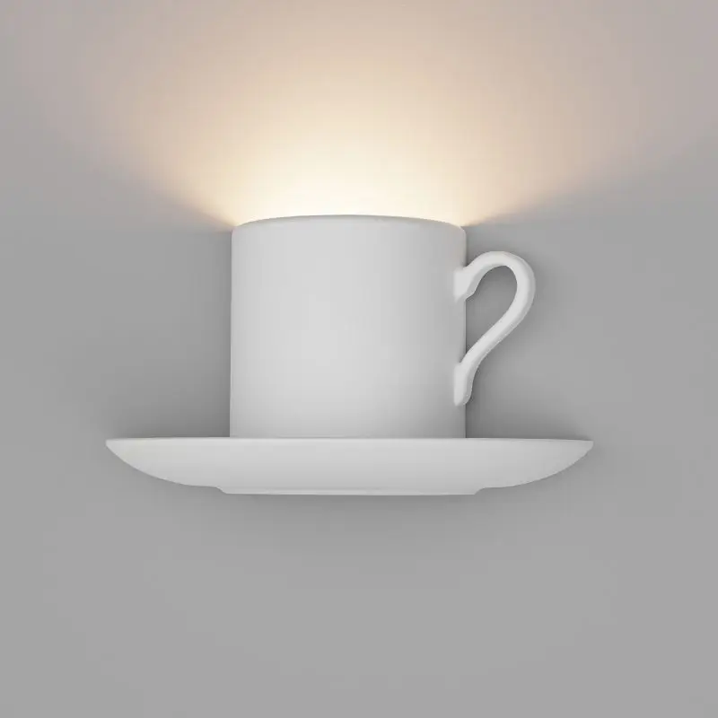 

Modern Simple Teacup Wall Lamp G9 White Plaster Wall Light for Bedroom Bedside Living Room Indoor Decorative Stair Lighting