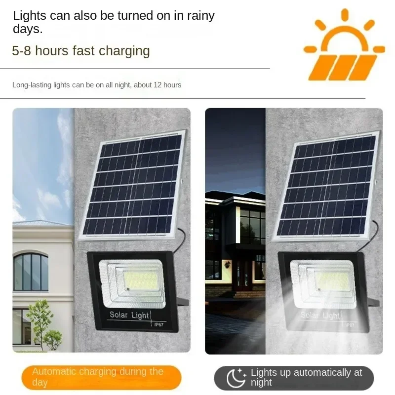 Imagem -04 - Refletor Solar Impermeável ao ar Livre com Controle Remoto Luzes de Inundação Led Solar Powered Spotlight 50w 100w 200w 300w 500w