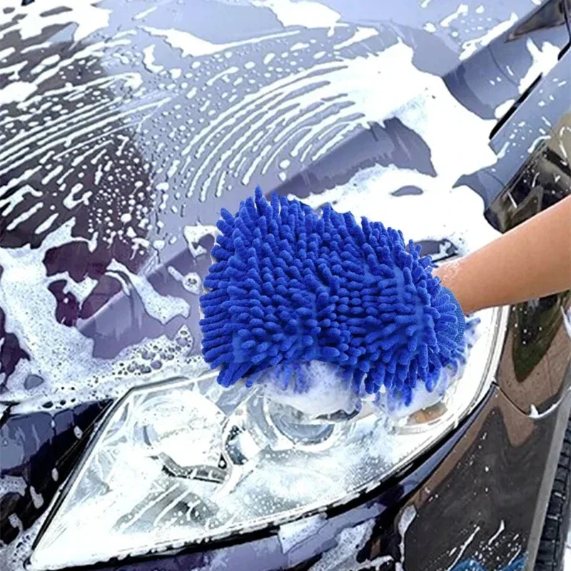 Thickened Chenille Car Wash Gloves Coral Velvet Foam Gloves Long Velvet Single Sided Double Cleaning Gloves Cleaning