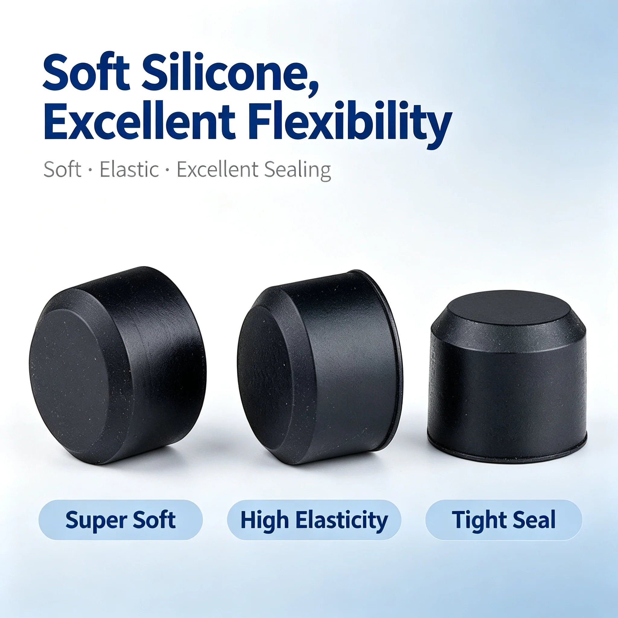 High-temperature resistant cylindrical solid silicone flat head stopper small hole plugging stopper soft rubber plug shock absor