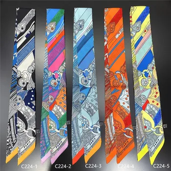 2024 Korean Fashion New Women's Twill Decorative Ribbon Small Scarf Binding Bag Handle Ribbon Hair Band Small Scarf Headband