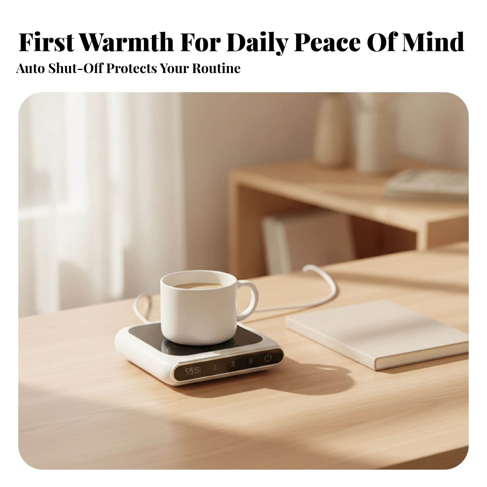 Electric Cup Warmer Coaster Compact Cup Warmer with Automatic Power-off Appliance Flat-Bottomed for Office Workers, Study Room